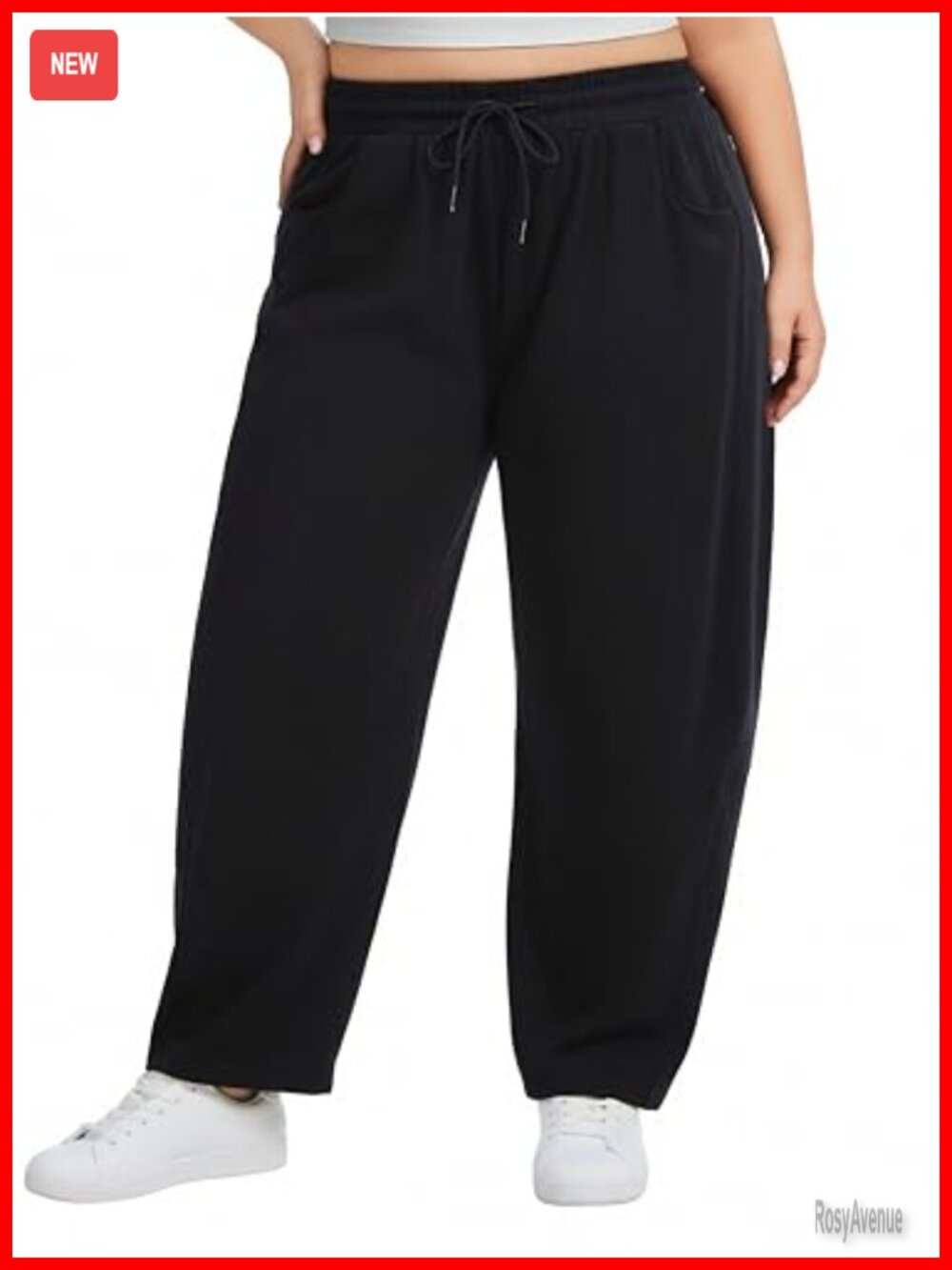 Plus Size Barrel Leg Sweatpants High Waisted Wide Leg Casual Cotton Pants with